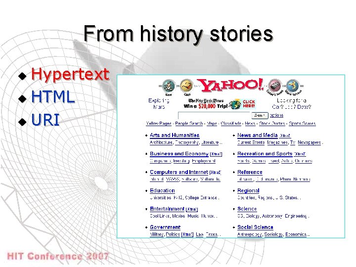 From history stories Hypertext u HTML u URI u 