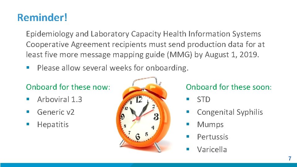Reminder! Epidemiology and Laboratory Capacity Health Information Systems Cooperative Agreement recipients must send production