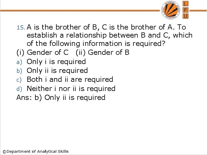 15. A is the brother of B, C is the brother of A. To