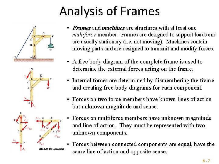 Analysis of Frames • Frames and machines are structures with at least one multiforce