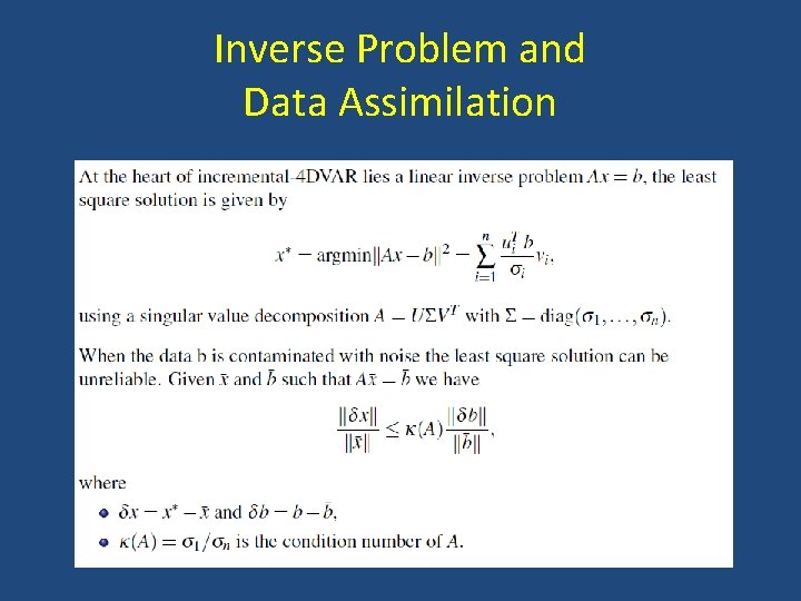 Inverse Problem and Data Assimilation 