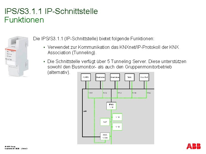 IPS/S 3. 1. 1 IP-Schnittstelle Funktionen Die IPS/S 3. 1. 1 (IP-Schnittstelle) bietet folgende