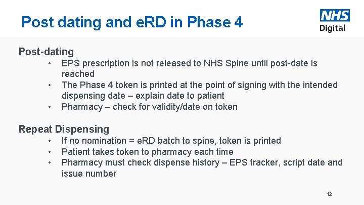 Post dating and e. RD in Phase 4 Post-dating • • • EPS prescription