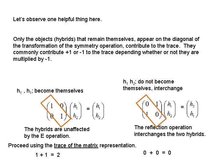 Let’s observe one helpful thing here. Only the objects (hybrids) that remain themselves, appear