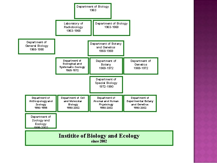 Department of Biology 1963 Laboratory of Radiobiology 1963 -1968 Department of General Biology 1968