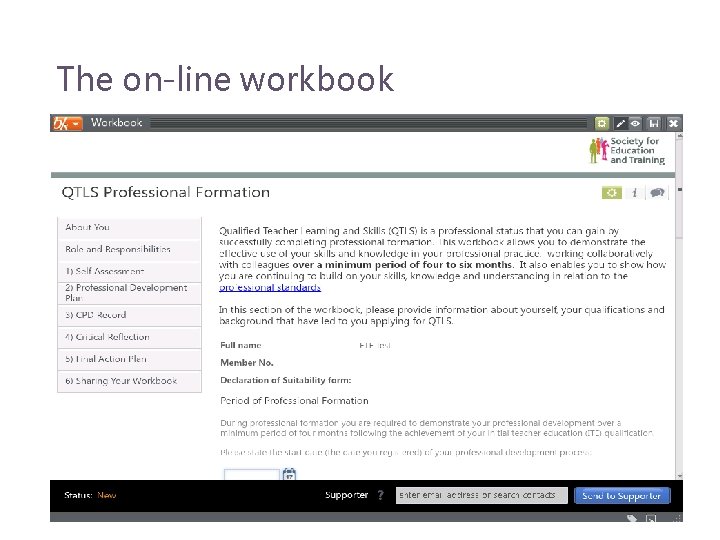 The on-line workbook 