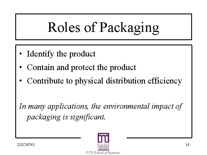 Roles of Packaging • Identify the product • Contain and protect the product •