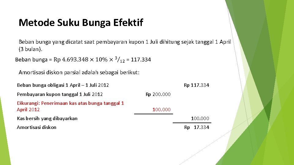 Metode Suku Bunga Efektif Beban bunga yang dicatat saat pembayaran kupon 1 Juli dihitung