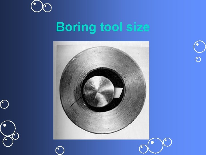 Boring tool size 