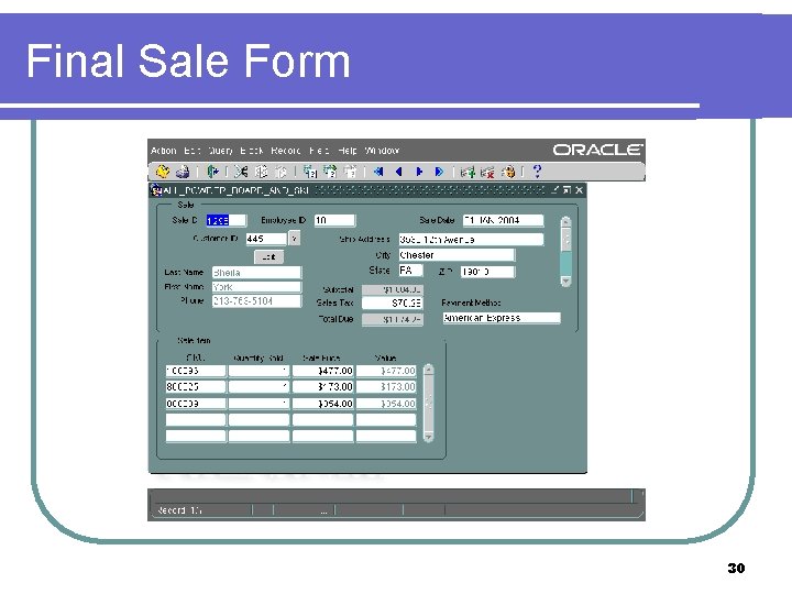 Final Sale Form 30 