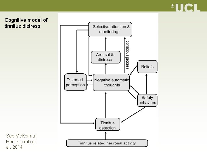 Cognitive model of tinnitus distress See Mc. Kenna, Handscomb et al, 2014 