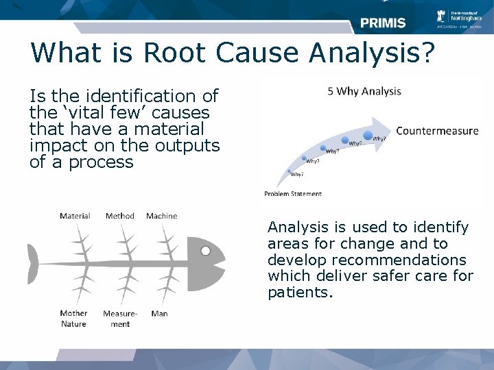 What is Root Cause Analysis? Is the identification of the ‘vital few’ causes that