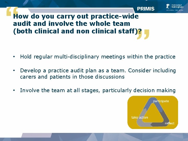 How do you carry out practice-wide audit and involve the whole team (both clinical