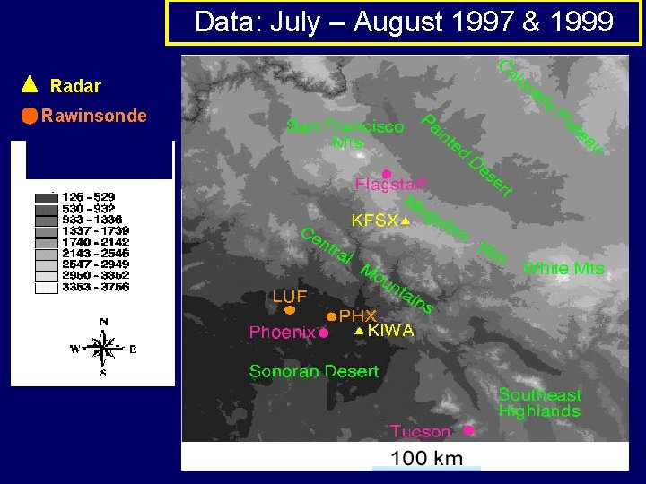 Data: July – August 1997 & 1999 Radar Rawinsonde Ce nt ra l Mo