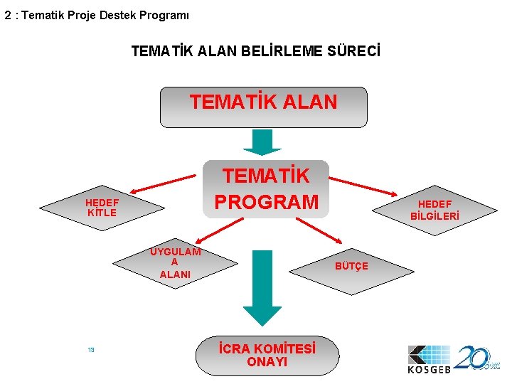 2 : Tematik Proje Destek Programı TEMATİK ALAN BELİRLEME SÜRECİ TEMATİK ALAN TEMATİK PROGRAM