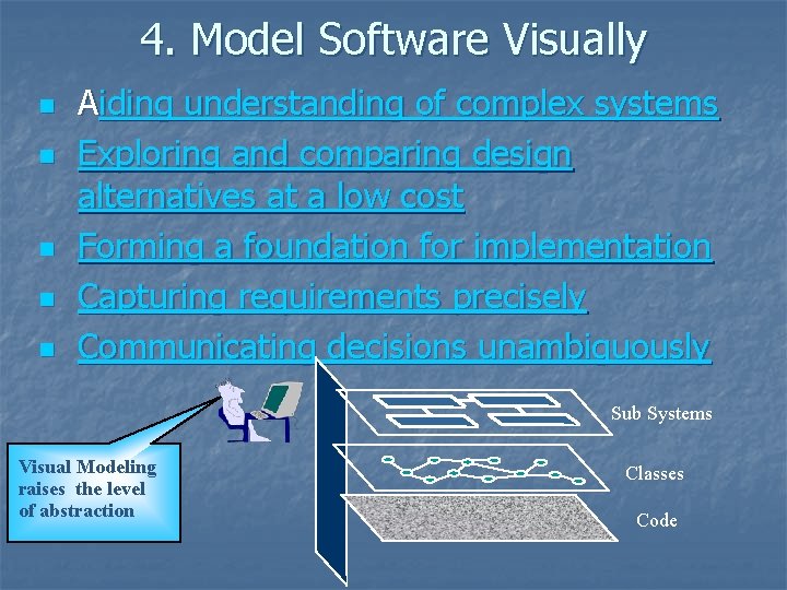 4. Model Software Visually n n n Aiding understanding of complex systems Exploring and