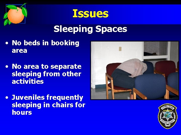 Issues Sleeping Spaces • No beds in booking area • No area to separate