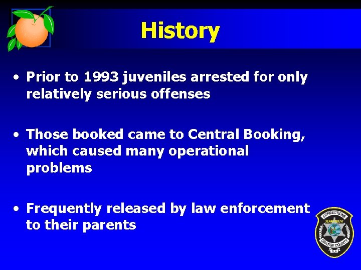 History • Prior to 1993 juveniles arrested for only relatively serious offenses • Those