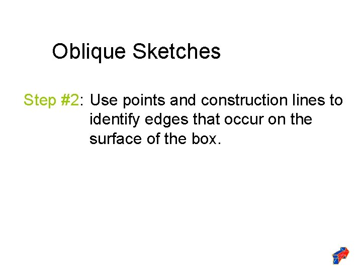 Oblique Sketches Step #2: Use points and construction lines to identify edges that occur
