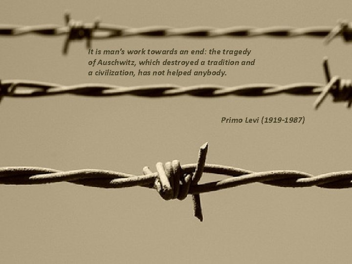 It is man's work towards an end: the tragedy of Auschwitz, which destroyed a