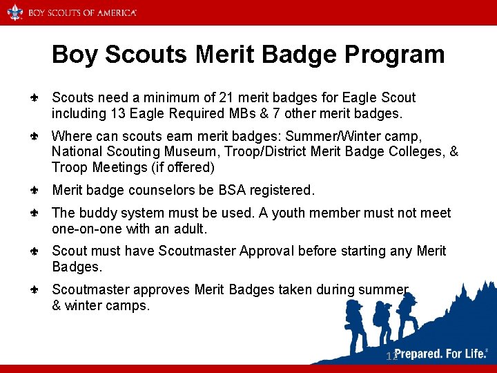 Boy Scouts Merit Badge Program Scouts need a minimum of 21 merit badges for