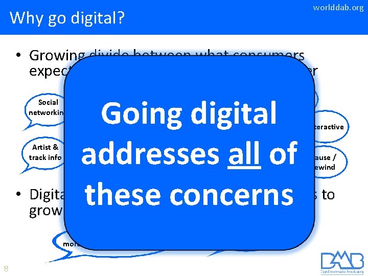 worlddab. org Why go digital? • Growing divide between what consumers expect and what
