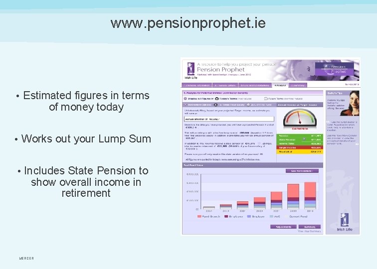 www. pensionprophet. ie • Estimated figures in terms of money today • Works out