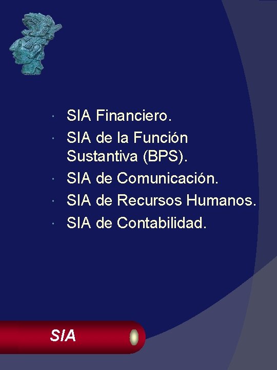  SIA Financiero. SIA de la Función Sustantiva (BPS). SIA de Comunicación. SIA de