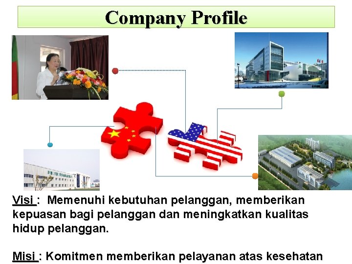 Company Profile Visi : Memenuhi kebutuhan pelanggan, memberikan kepuasan bagi pelanggan dan meningkatkan kualitas