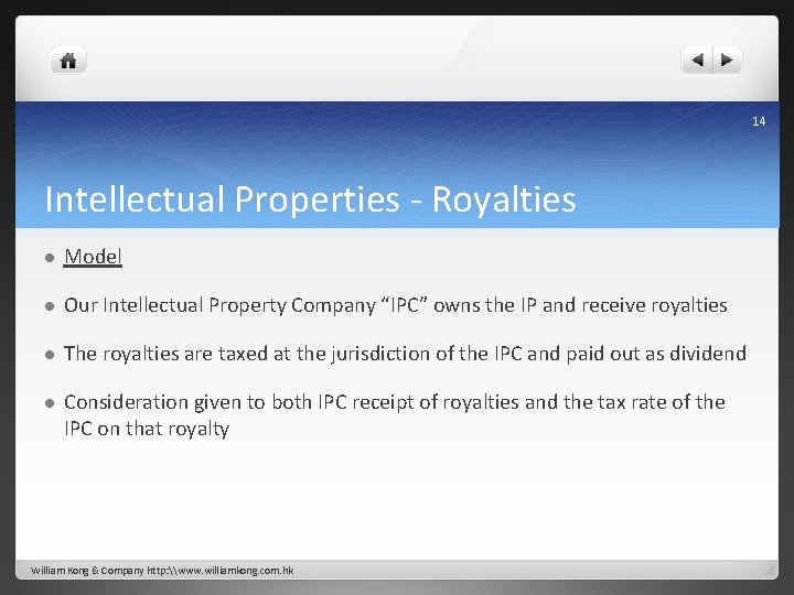 14 Intellectual Properties - Royalties l Model l Our Intellectual Property Company “IPC” owns