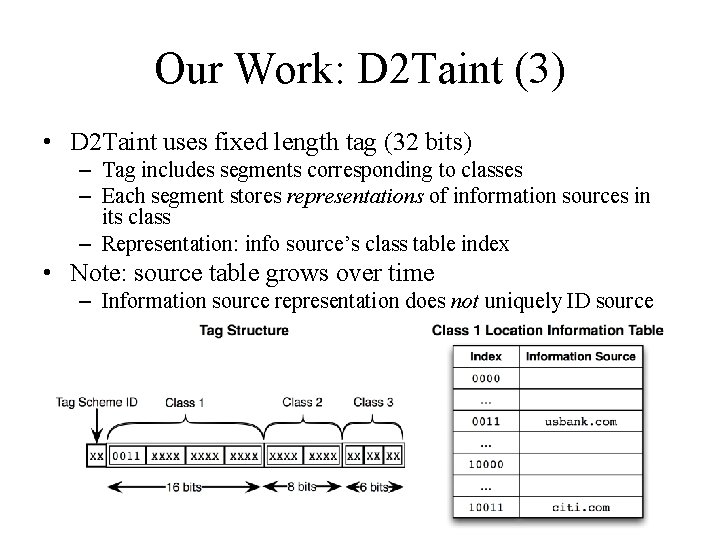 Our Work: D 2 Taint (3) • D 2 Taint uses fixed length tag