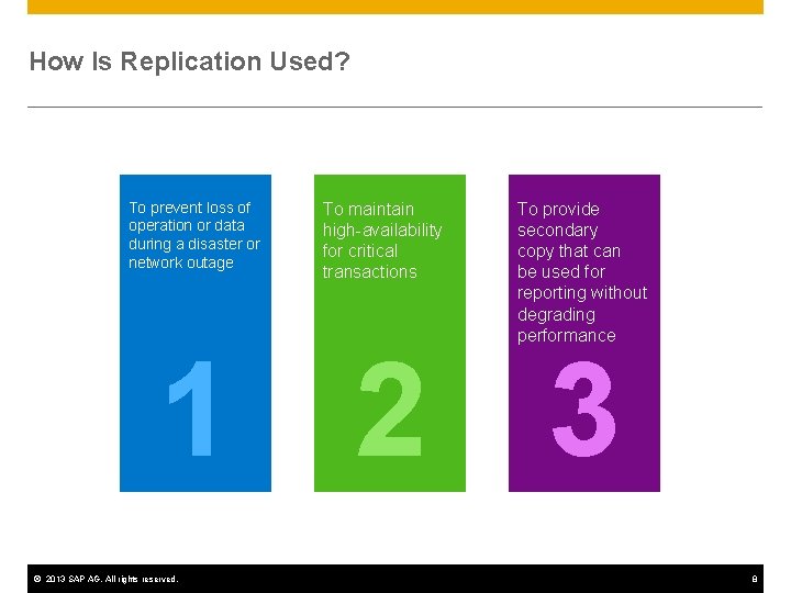 How Is Replication Used? To prevent loss of operation or data during a disaster