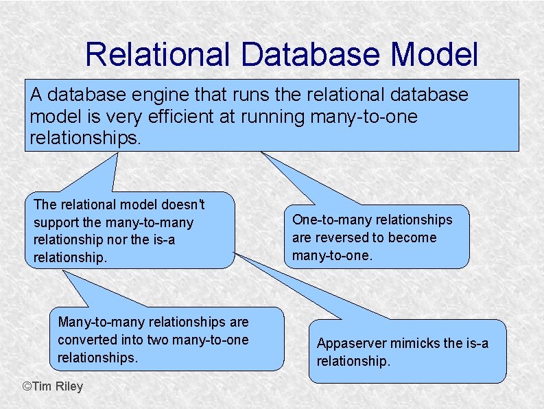 Relational Database Model A database engine that runs the relational database model is very