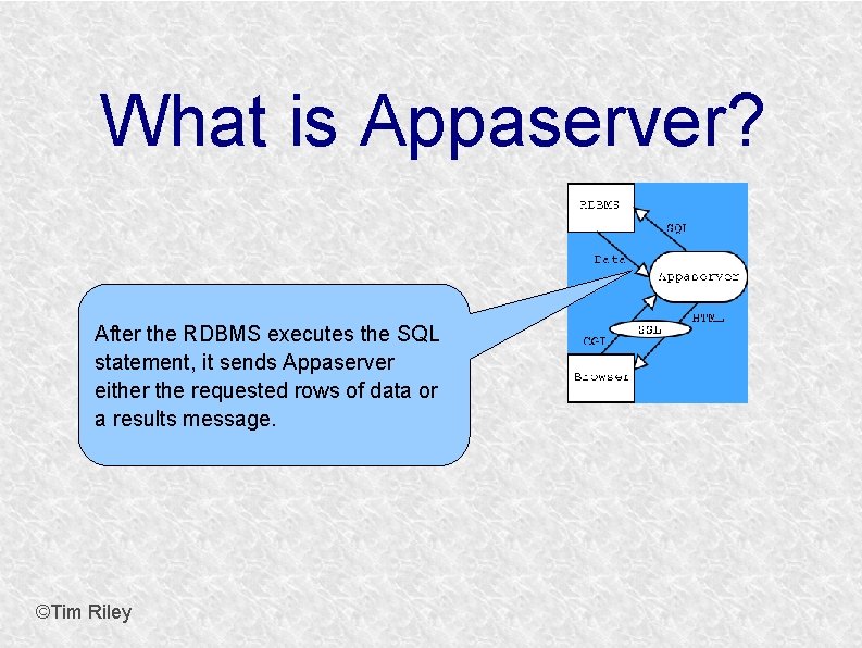 What is Appaserver? After the RDBMS executes the SQL statement, it sends Appaserver either