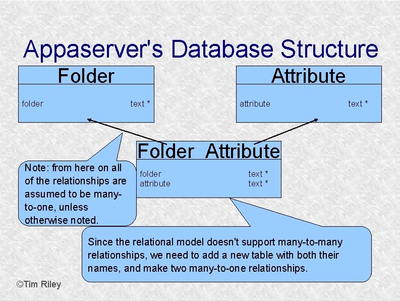 Appaserver's Database Structure Folder folder Attribute text * Note: from here on all of