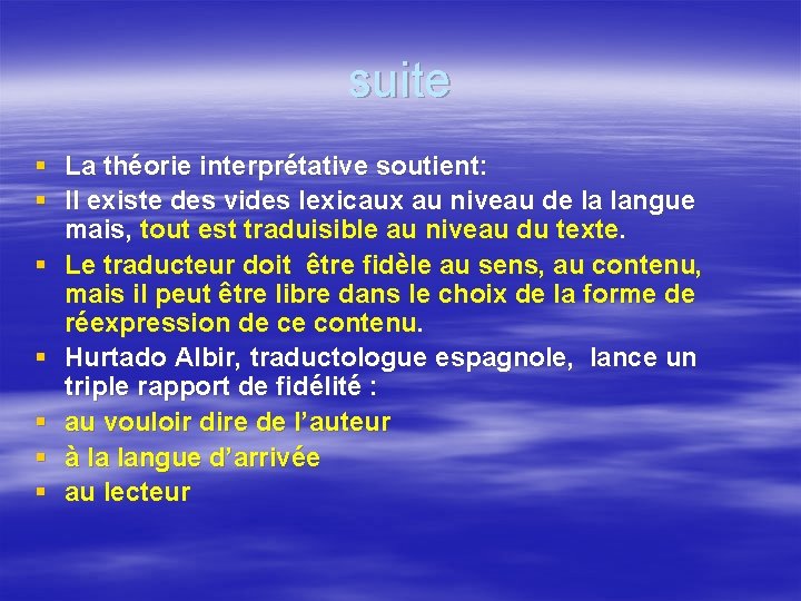 suite § La théorie interprétative soutient: § Il existe des vides lexicaux au niveau