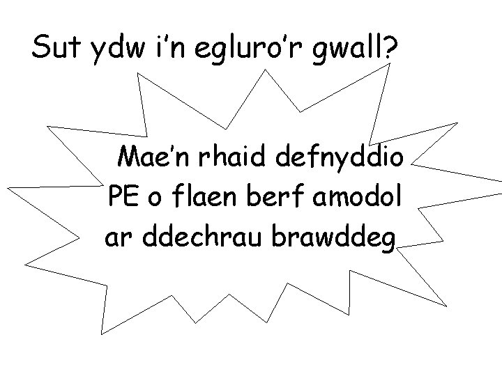 Sut ydw i’n egluro’r gwall? Mae’n rhaid defnyddio PE o flaen berf amodol ar