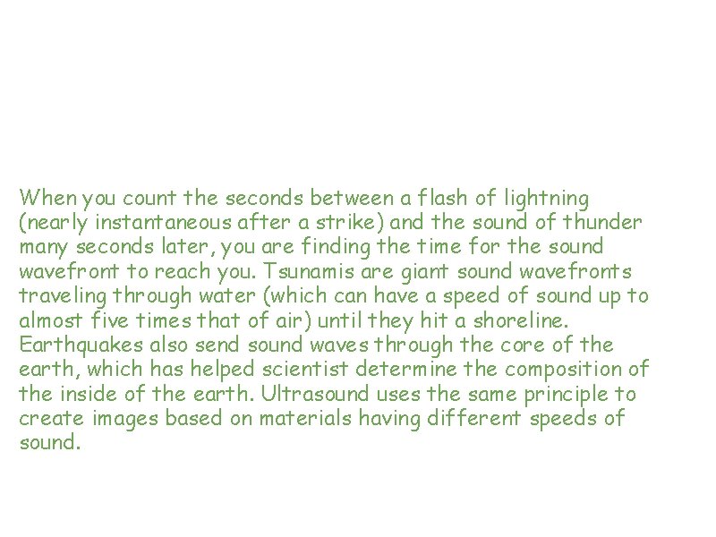 The speed of a "sound wavefront" (the speed that the peaks and troughs of The speed of a "sound wavefront" (the speed that the peaks and troughs of