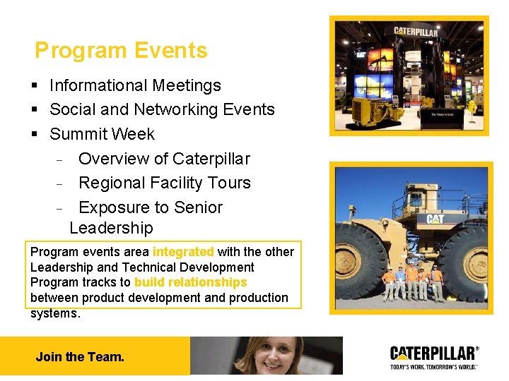 Program Events § Informational Meetings § Social and Networking Events § Summit Week Overview