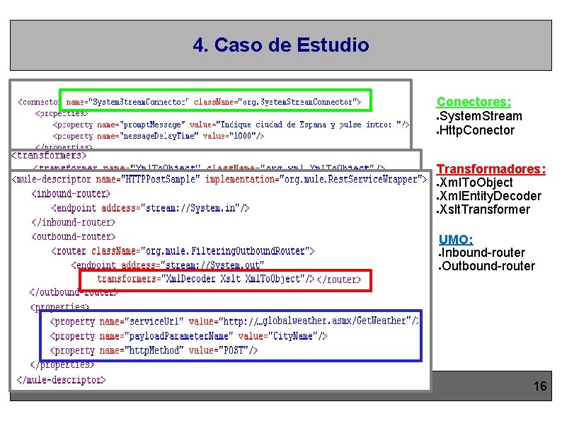 4. Caso de Estudio Conectores: System. Stream Http. Conector Transformadores: Xml. To. Object Xml.