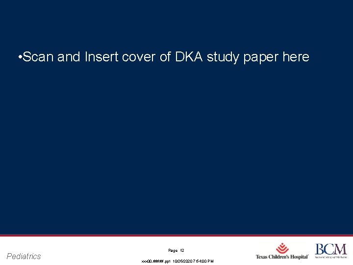  • Scan and Insert cover of DKA study paper here Pediatrics Page 12