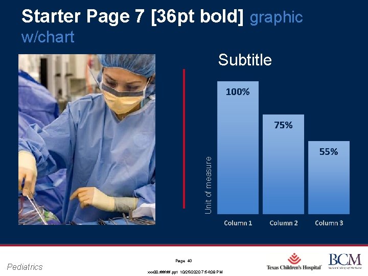 Starter Page 7 [36 pt bold] graphic w/chart Unit of measure Subtitle Pediatrics Page