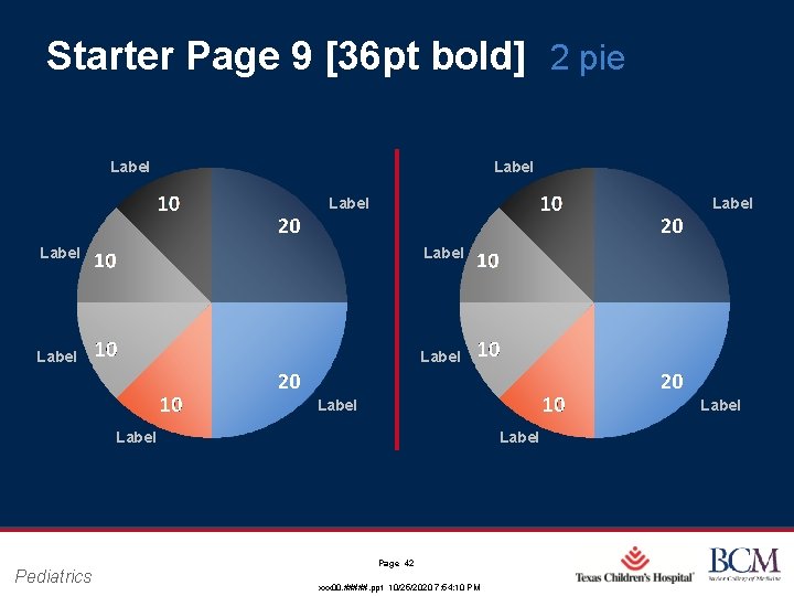 Starter Page 9 [36 pt bold] 2 pie Label Label Label Pediatrics Label Page