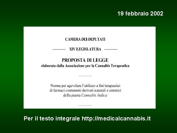 19 febbraio 2002 Per il testo integrale http: //medicalcannabis. it 