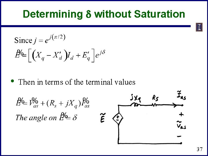 Determining d without Saturation • Then in terms of the terminal values 37 