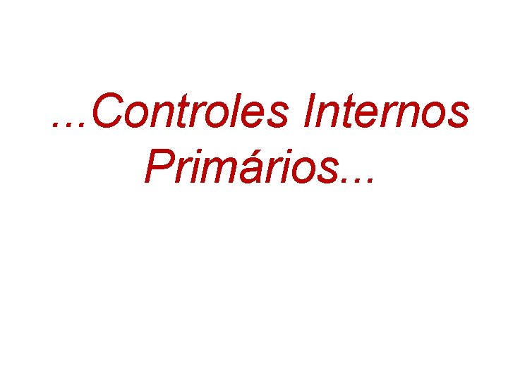 . . . Controles Internos Primários. . . 