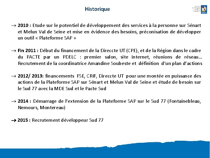 Historique 2010 : Etude sur le potentiel de développement des services à la personne