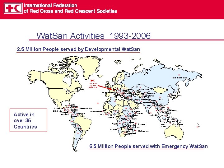 Wat. San Activities 1993 -2006 2. 5 Million People served by Developmental Wat. San