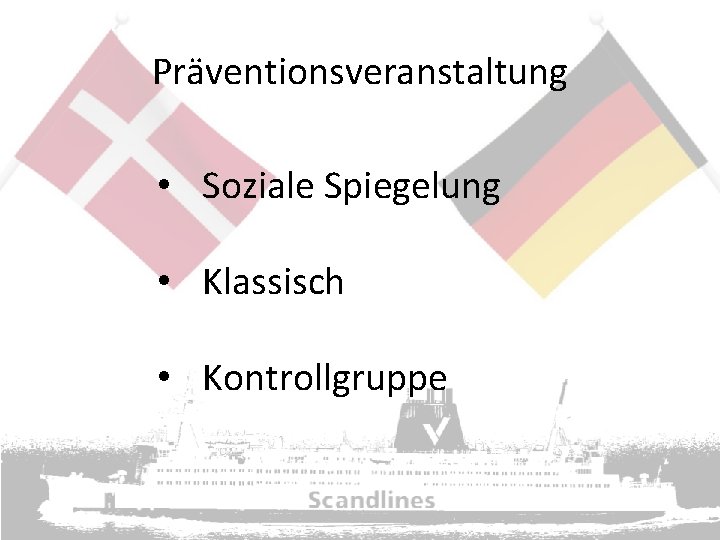 Präventionsveranstaltung • Soziale Spiegelung • Klassisch • Kontrollgruppe 