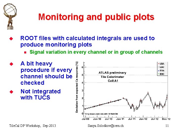 Monitoring and public plots u ROOT files with calculated integrals are used to produce